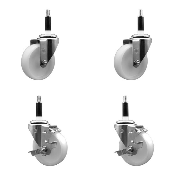 Service Caster 4'' Nylon Wheel Swivel 7/8'' Expanding Stem Caster Set 2 Brakes, 4PK SCC-EX20S414-NYS-2-TLB-2-78 - main